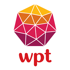 Logo do Movimento Web para Todos. Acima, uma figura com pontos e linhas conectadas e tons de amarelo, laranja e rosa. Abaixo, a sigla WPT.