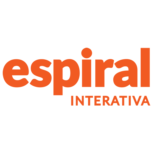 Logo da Espiral Interativa. A palavra Espiral está escrito em laranja. Abaixo, também em laranja, a palavra Interativa.